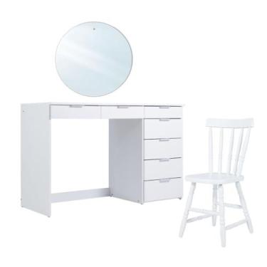 Imagem de Penteadeira Ditália c/Cadeira + Espelho redondo PE-90