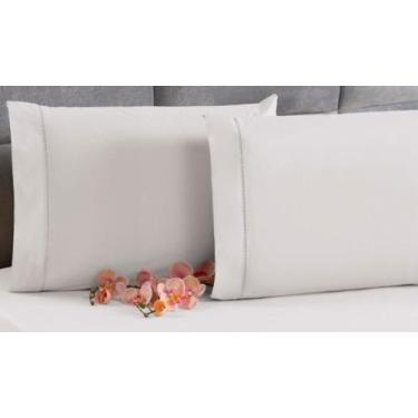 Imagem de Kit 4 Fronha Avulsa Percal 200 Fios Ponto Palito Branca - Casa Home