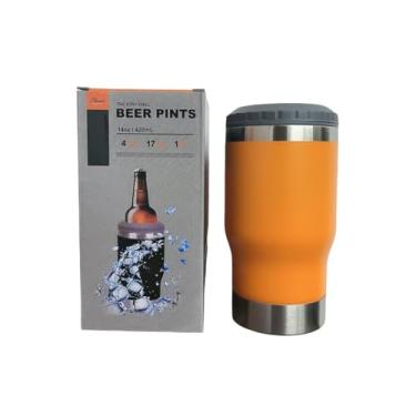 Imagem de Copo Porta Cerveja Térmico Suporte Garrafa Térmica De Lata Latinha Latão Long Neck Aço Inox Refrigerador Isolado Isolador (Laranja)