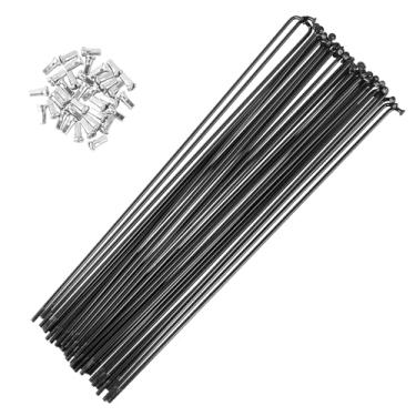 Imagem de QHQKR Raios de bicicleta elétrica 12G 2,6 mm de diâmetro 20/40 peças de aço preto para roda de motocicleta Raios de pneu com bicos 70-298 mm J Bend Raio de bicicleta para motocicletas E-Bike Triciclo