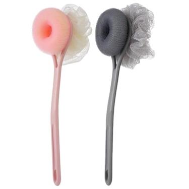 Imagem de AARAINBOW Pacote com 2 Escovas de Banho com Cerdas E Bucha, Esponja de Malha para Esfregar As Costas com Cabo Longo Curvo para Banho Esfoliante de Pele, Cerdas de Massagem Adequadas para Molhado Ou Se