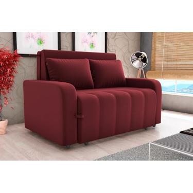 Imagem de Sofa Cama Amora New 3 Lugares Suede Veludo Aconchegante (Vinho)