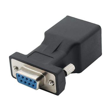 Imagem de DB9 RS232 Porta fêmea para RJ45 fêmea conector placa DB9 extensor de porta serial para LAN CAT5 CAT6 RJ45 adaptador de cabo Ethernet de rede