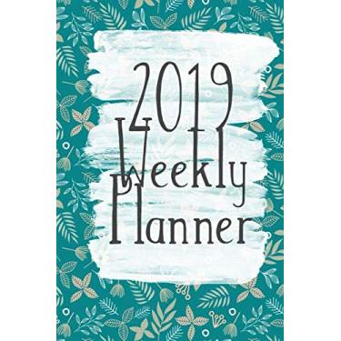 Imagem de 2019 Weekly Planner: Beautiful Blue Chill Background With Leaves Pattern, 1 January - 31 December 2019 Piority and To-Do List