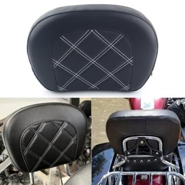 Imagem de FINMOKAL Almofada de encosto Passenger Sissy Bar adequada para Harley Touring Road King CVO Electra Street Road Glide Solftail Heritage Classic 1996-2021-Costura branca