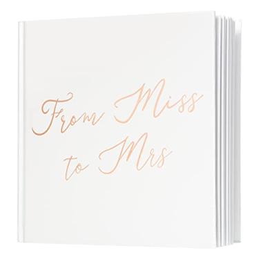 Imagem de Calculs Da Senhorita para A Senhora Livro de Imagens para Filme Instax, Polaroid Chá de Panela Livro de Visitas Páginas Em Branco Noiva para Ser Scrapbook, 8,5" Quadrado Capa Branca Rose Gold Script