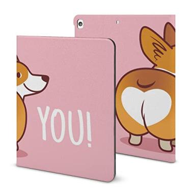 Imagem de Capa para iPad 9ª geração, capa para iPad Air 5ª geração, linda estampa de cachorro Corgi para iPad Pro de 11 polegadas, capa de 10,2 polegadas com suporte para lápis e suporte (couro TPU)