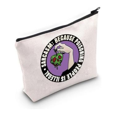Imagem de PXTIDY Bolsa de maquiagem Evil Queen veneno maçã bruxa veneno vilões presentes sarcasmo porque envenenar pessoas é veneno ilegal presente, Bege, Tendência