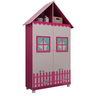 Imagem de Guarda Roupas Gelius de Solteiro Casinha 2 Portas e 2 Gavetas Branco R