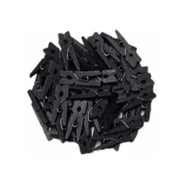 Imagem de Mini Prendedor Pregador Colorido Kit com 50 peças 2,5cm Fotos Mural de fotos Decoração festas drinks chá de bebê scrapbook (Preto)