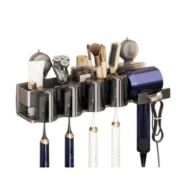 Imagem de JUSHZ Suporte de escova de dentes suporte de parede para banheiro organizador elétrico suporte de escova de dente dispensador sem parafuso viagem sem broca suporte de secador de cabelo ventosa (43,6 x