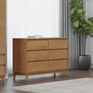 Imagem de Cômoda 6 Gavetas 4 Pés Prata Freijó Madeira Pinus com MDF - Finestra