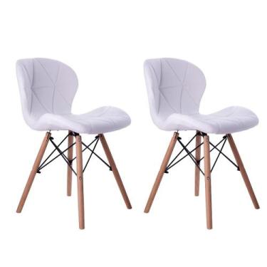 Imagem de Kit 02 Cadeiras Estofada Jantar Charles Eames Eiffel Slim Wood Confort