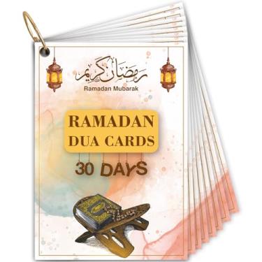 Imagem de DoneJPee 30 cartões Ramadan Umrah Dua, cartões islâmicos muçulmanos do Alcorão, presente de Ramadã muçulmano para homens e mulheres, cartões de lembrete árabe dua com transliteração e explicações