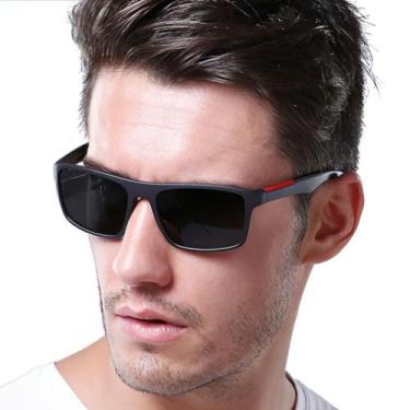 Imagem de Óculos Masculino De Sol Polarizado Retangular Vermelho Com Proteção 40