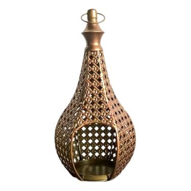 Imagem de Wswqop Suporte decorativo de vela pendurado lanterna de vela retro porta -luz para sala de jantar de férias Mesa interna Decoração em casa, Bronze