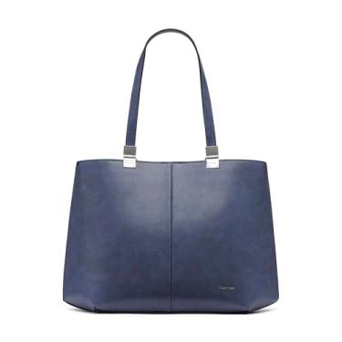 Imagem de Calvin Klein Bolsa feminina geométrica de granito – couro vegano, Folkstone cinza, One Size