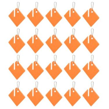 Imagem de PATIKIL Etiquetas de chave de plástico com ranhuras, 20 peças de etiquetas de pendurar com ganchos de metal para identificação, etiquetas de chave em massa para bolsa de armário de academia, laranja