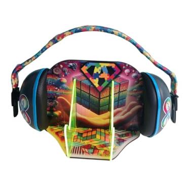 Imagem de Abafador de Ruido para Autistas 18 DB com suporte Cubo Mágico Fluorescente