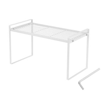 Imagem de PATIKIL Prateleiras organizadoras de armário de cozinha, prateleiras de armário empilháveis organizador de balcão rack para despensa quarto escritório L16,12,7 cm L 8,7 cm A 23,5 cm, branco