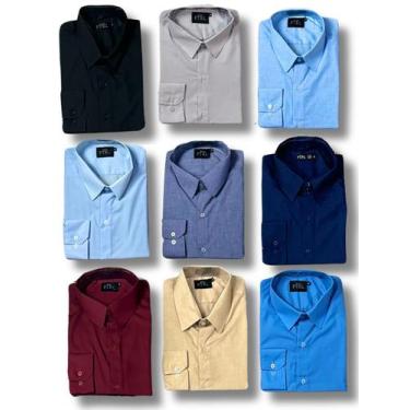 Imagem de KIT 09 peças - Camisa Social Manga Longa Slim e Tipo Linho (sem branco