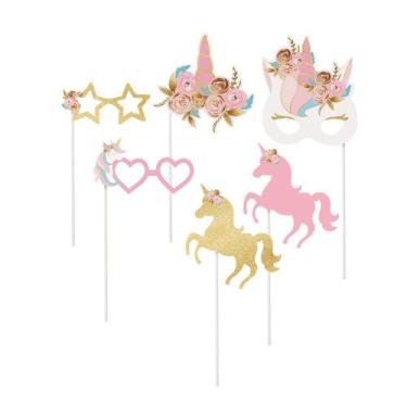 Imagem de 8 Plaquinhas Acessórios Unicórnio Dec. Festas  - Cromus, Carto + Pigme