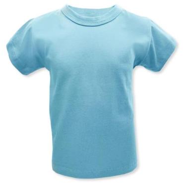 Imagem de Camiseta Bebe Manga Curta Infantil 1 a 3 Anos Malha Azul Bebe Lisa Bás