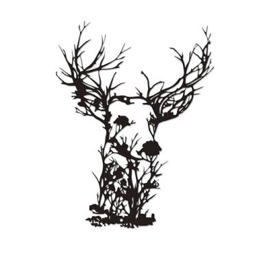 Imagem de Xedatric Arte de parede de metal com cabeça de veado, decoração de floresta, decoração de caça, arte de parede de fazenda de vida selvagem, decoração de parede de cervo para ambientes internos ao ar