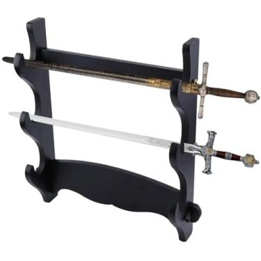 Imagem de Suporte de espada de 3 andares GOTOP, suporte de parede Samurai Sword Display, suporte de montagem para Katana Wakizashi Tanto e espadas padrão