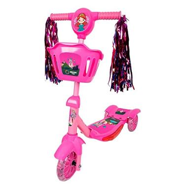 Imagem de Patinete 3 Rodas Infantil Com Cesta Música e Luzes (Rosa)