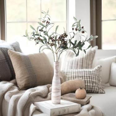 Imagem de 2025 Updated ALMA Vaso de chão de 45,7 cm de altura para decoração moderna de sala de estar, vaso de cerâmica marrom branco para decoração de manto, vaso de grama pampa skinny para chão, entrada