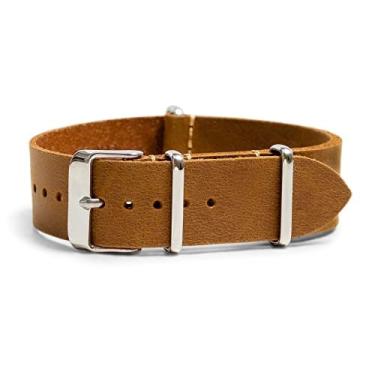Imagem de Benchmark Basics Leather Watch Band - Crazy Horse Oiled Leather One-Piece Watch Straps for Men & Women - 18mm, Sand
