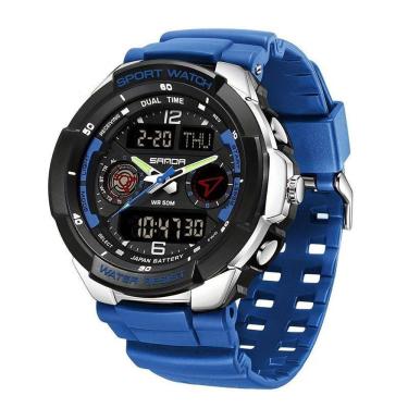Imagem de Relógio Esportivo Masculino Resistente Gua Com Cronmetro E Luz Noturna Resistente à água 50m Azul