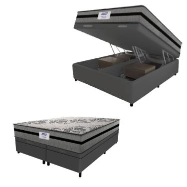 Imagem de Cama Box Baú Casal Queen Colchão Gazin Com Molas Ensacadas Rubi 158x198x73cm Suede