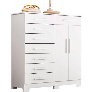 Imagem de Cômoda Sapateira Alta Julieta 8 Gavetas 2 Portas Branco