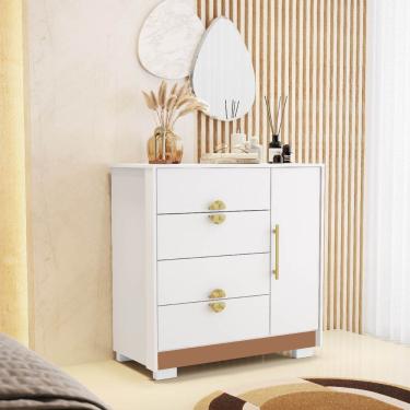 Imagem de Cômoda Sapateira Ilha Bela 4 Gavetas 1 Porta Branco/Camarim - Vila Rica
