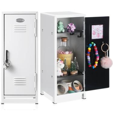 Imagem de Vercraft 2 peças de armazenamento de mini armário de metal com fechadura e 2 chaves 27 cm pequeno dinheiro segurança e cofre para dinheiro para joias volta às aulas home office recipiente de mesa