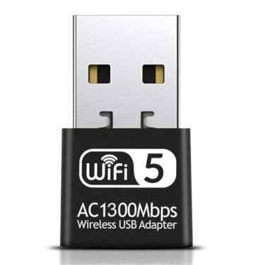 Imagem de Wodgreat Adaptador USB WiFi de 1300 Mbps para PC-Tiny Size Adaptador de rede sem fio para desktop com banda dupla 2,4GHz, 5GHz, MU-MIMO, dongle WiFi, suporta Win11/10/8.1/8/7/XP, Mac OS 10.9-10.15