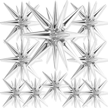 Imagem de Kit 5 Balao Estrela 14 Pontas 22" (55cm) Metalizado | Balão Decorativo para Festas, Casamento, Aniversário, Eventos e Decoração (PRATA)