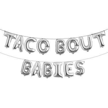 Imagem de Taco About A Baby Decorações Fiesta Decoração de Chá de Bebê Balões Gêmeos Mexicanos para Chá de Bebê Taco Bout Balões para Bebês Decoração de Revelação de Gênero (TACO BOUT BABIES Prata)