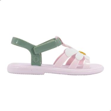 Imagem de Sandália Mini Melissa Hip Bloomy Infantil Rosa Metalizado Verde