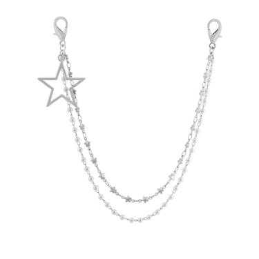 Imagem de HAQUIL 2 peças, pingente punk gótico estrela e corrente de metal com elos de estrelas, pingentes de cadarço, correntes de pingente de renda, acessórios de joias para calçados, Prata, Free size