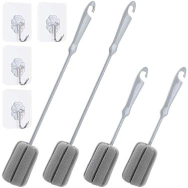 Imagem de Escova para mamadeira, 4 peças, escova de limpeza de copo de esponja, cabo extralongo, escovas de limpeza de garrafas, esfregão de copo para canecas, garrafa de água, mamadeiras