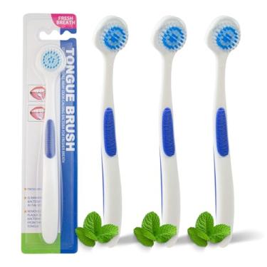 Imagem de Genco Dental Tongue Scraper for Fresh Breath Perfect Tongue Scraper for Adults and Kids, Enhance Your Oral Hygiene with Tongue Brushes, Scrapers for Bad Breath Treatment (3 Pack (Brush))