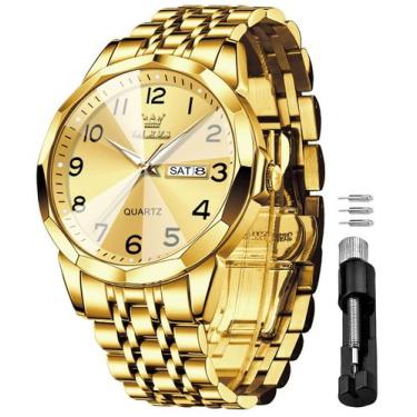 Imagem de Relógio OLEVS Masculino Dourado - Luxo, Impermeável e com Luz