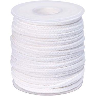 Imagem de QPZ 61 metros de pavio trançado, 100% algodão, 24 camadas para colunas de vela em 5 cm de diâmetro, para cera de parafina, cera de soja, cera de abelha, vendido separadamente, 200 peças, abas sustentadoras de pavio de vela, metal 14 mm