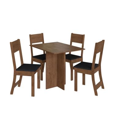Imagem de Mesa Talita Com 4 Cadeiras Noce Com Assento Preto - Indekes