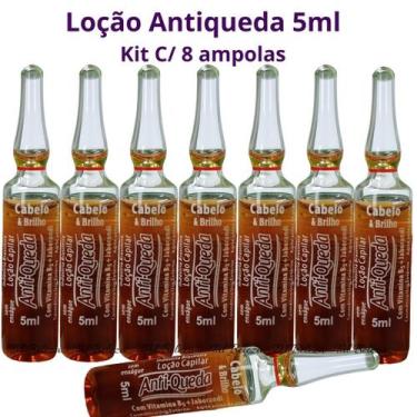 Imagem de Loção Antiqueda Cabelo E Brilho 5 Ml - Kit C/ 8 Ampolas - Arovitel