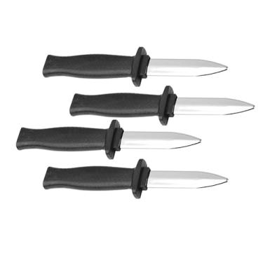 Imagem de Sujosa 4 peças de faca falsa retrátil, suporte de plástico, lâmina de truque para Halloween, festa do dia da mentira, cosplay, brincadeira, brincadeira, preto (borda dupla)