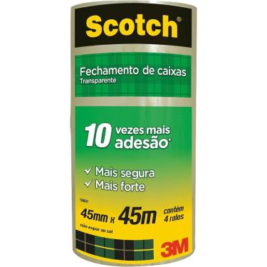 Imagem de Fita Larga Adesiva 3m 45mm X 45m Com 4 Rolos Scotch 3m